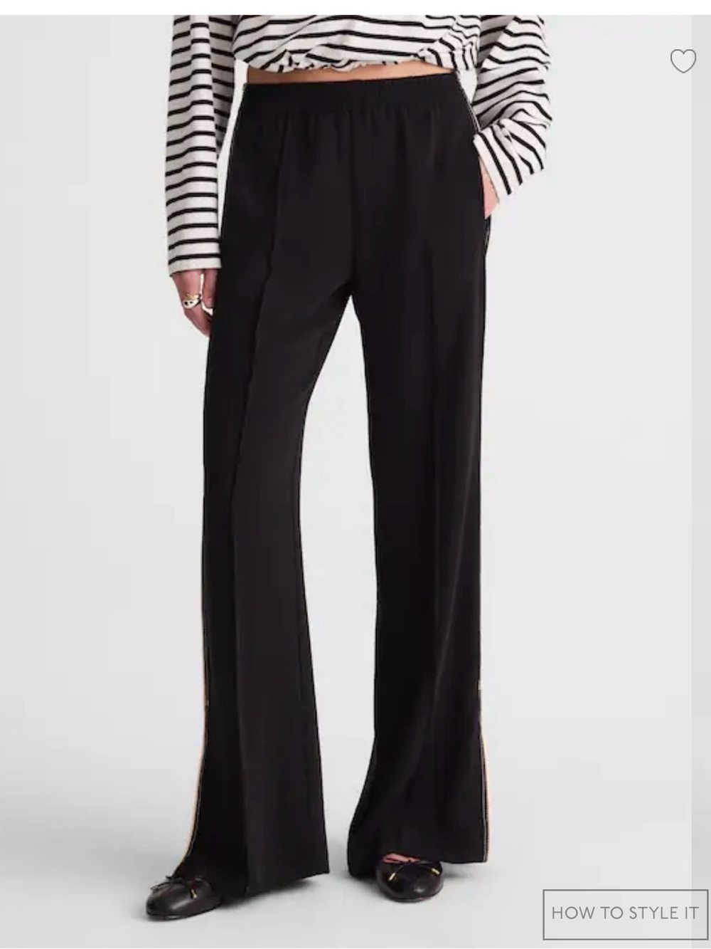 Madewell Pull On Bootcut Track Pants Black Large
